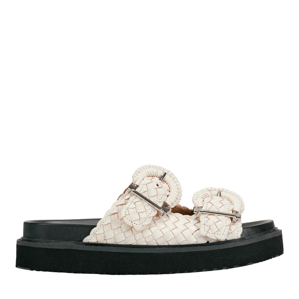 Auggie Woven Leather Footbed Sandal - White Leather / Marc Fisher Online