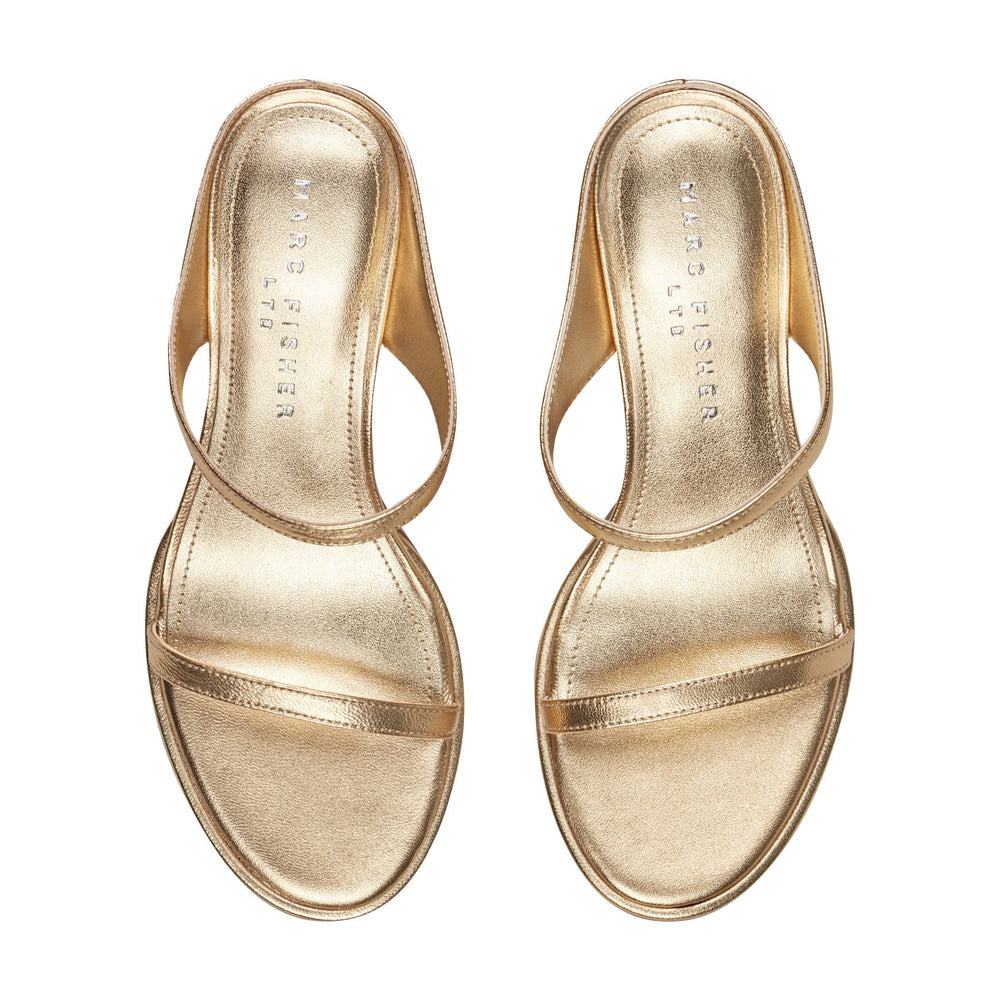 Alonde Leather Heeled Slide Sandal - Gold Leather / Marc Fisher Sale
