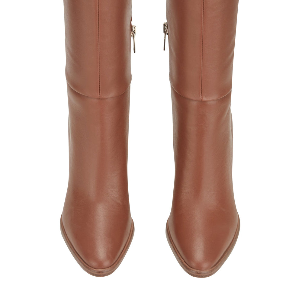 Lannie Wide Calf Dress Leather Boot - Medium Natural Leather / Marc Fisher Discount