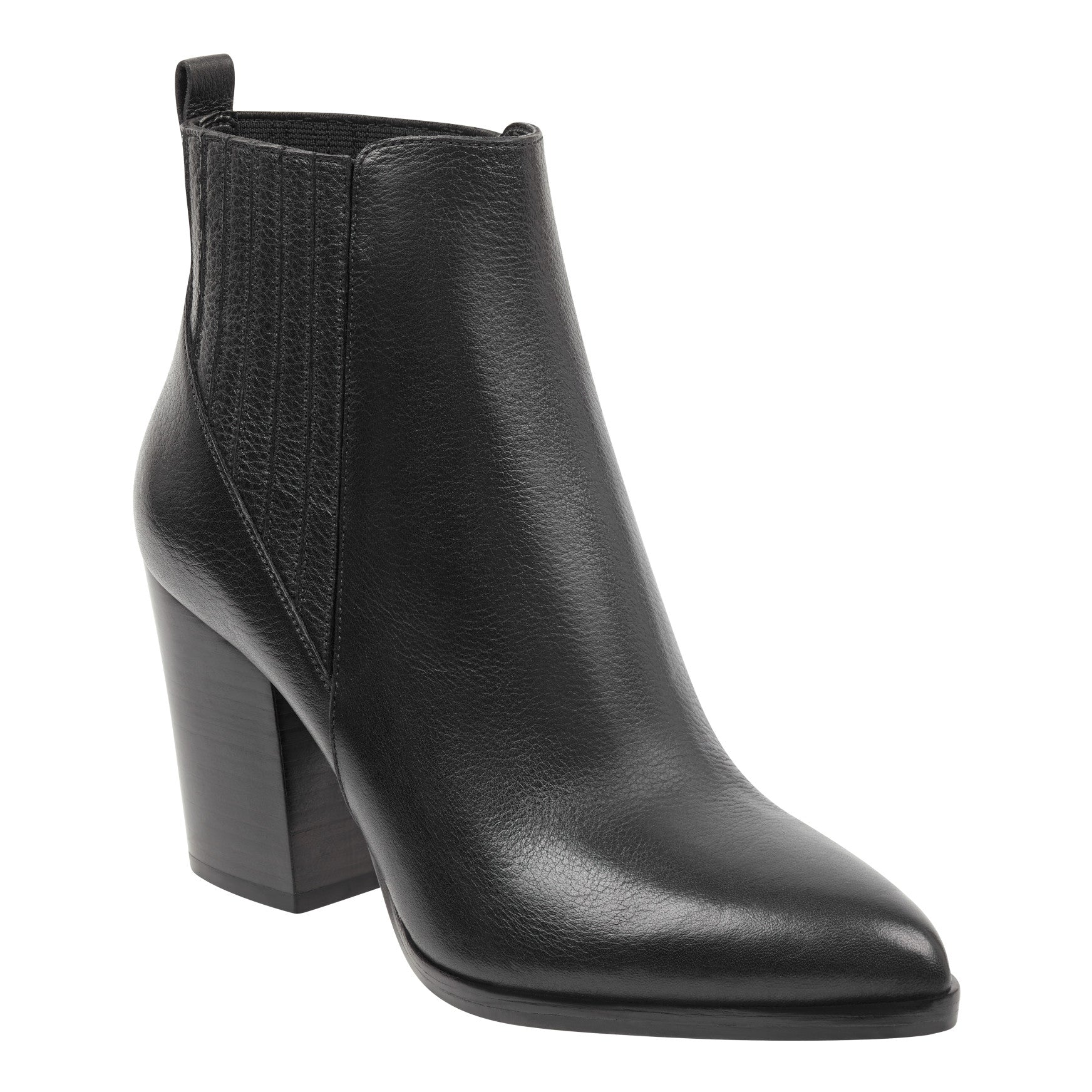 Alva Pointy Toe Leather Bootie - Black Leather / Marc Fisher Online