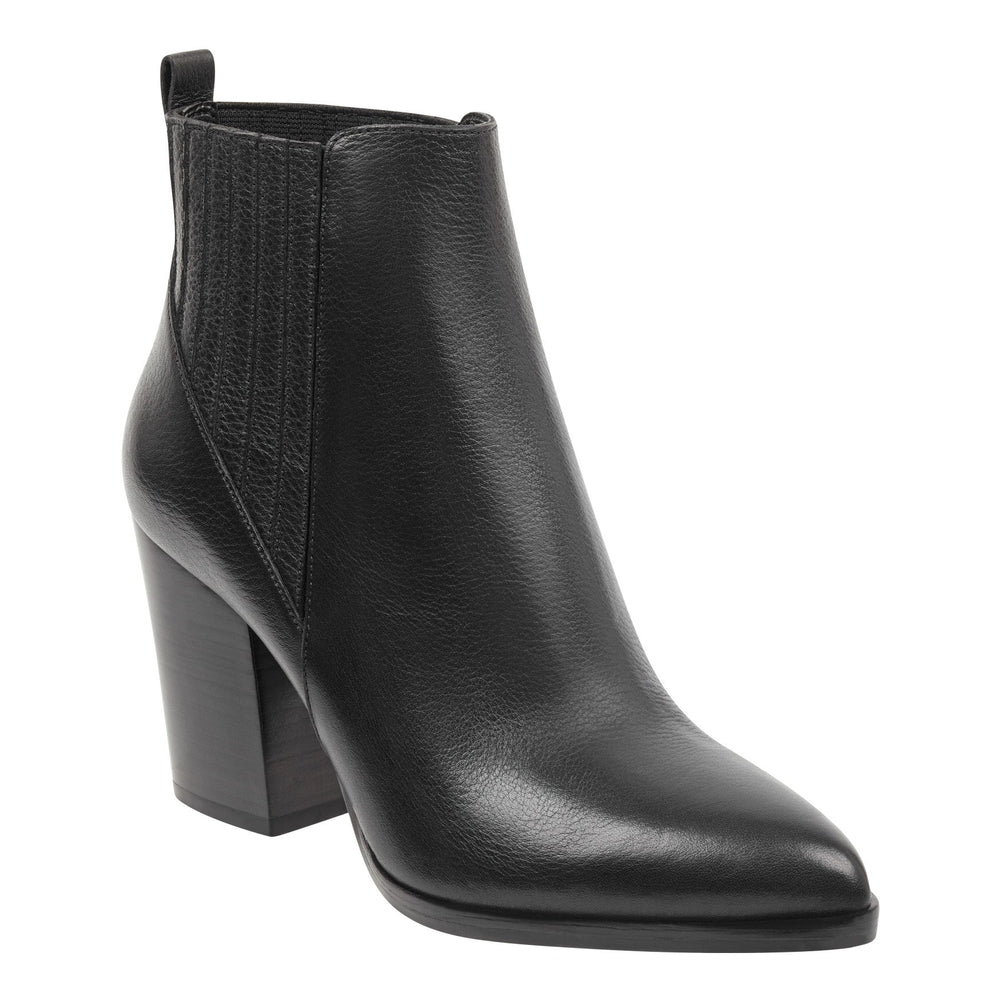 Alva Pointy Toe Leather Bootie - Black Leather / Marc Fisher Online