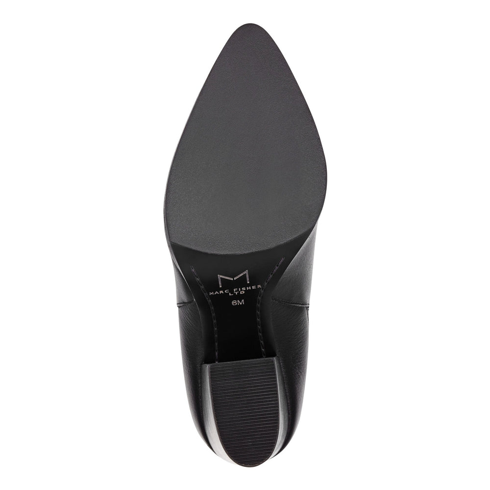 Alva Pointy Toe Leather Bootie - Black Leather / Marc Fisher Online