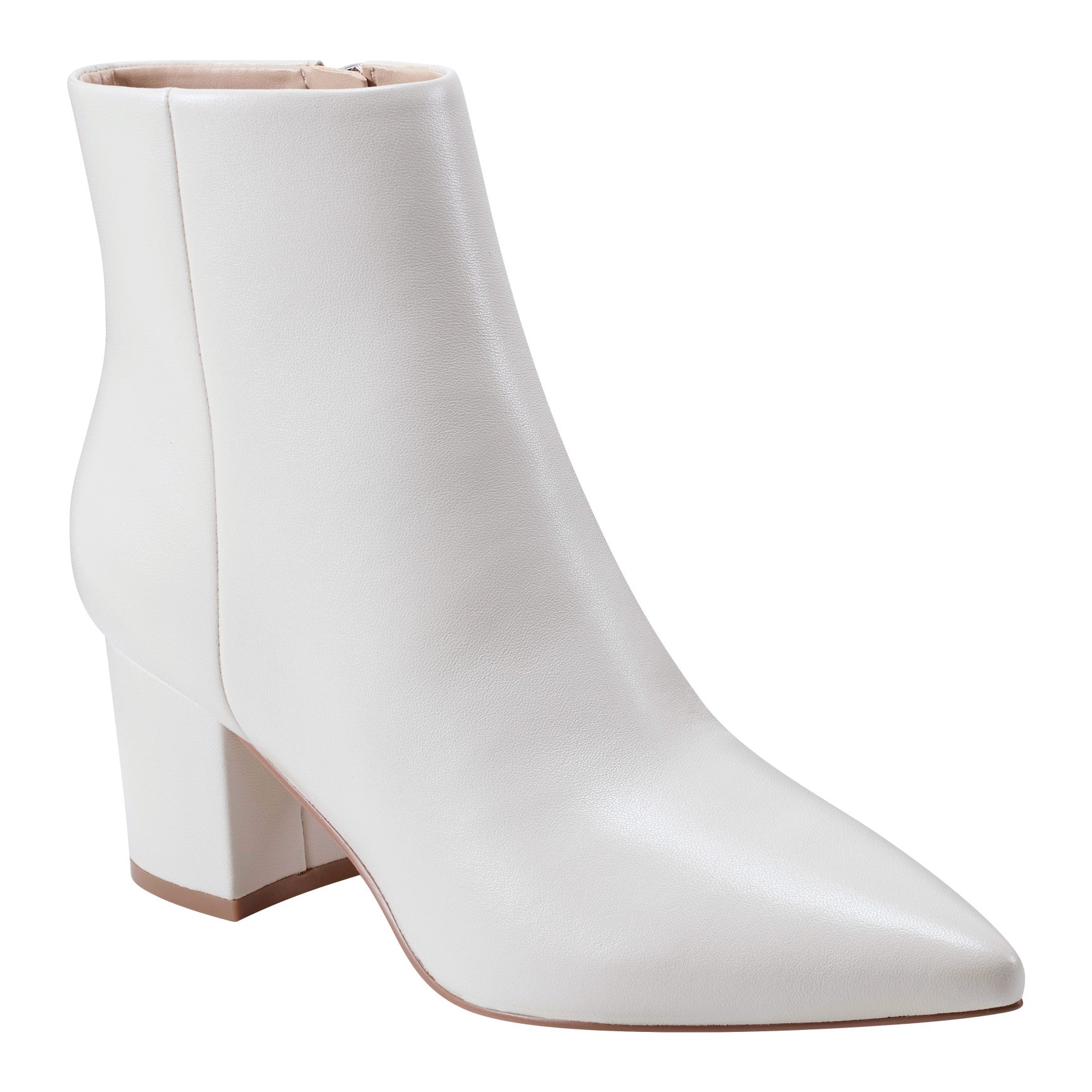 Jarli Pointy Leather Ankle Bootie - Ivory Leather / Marc Fisher Outlet