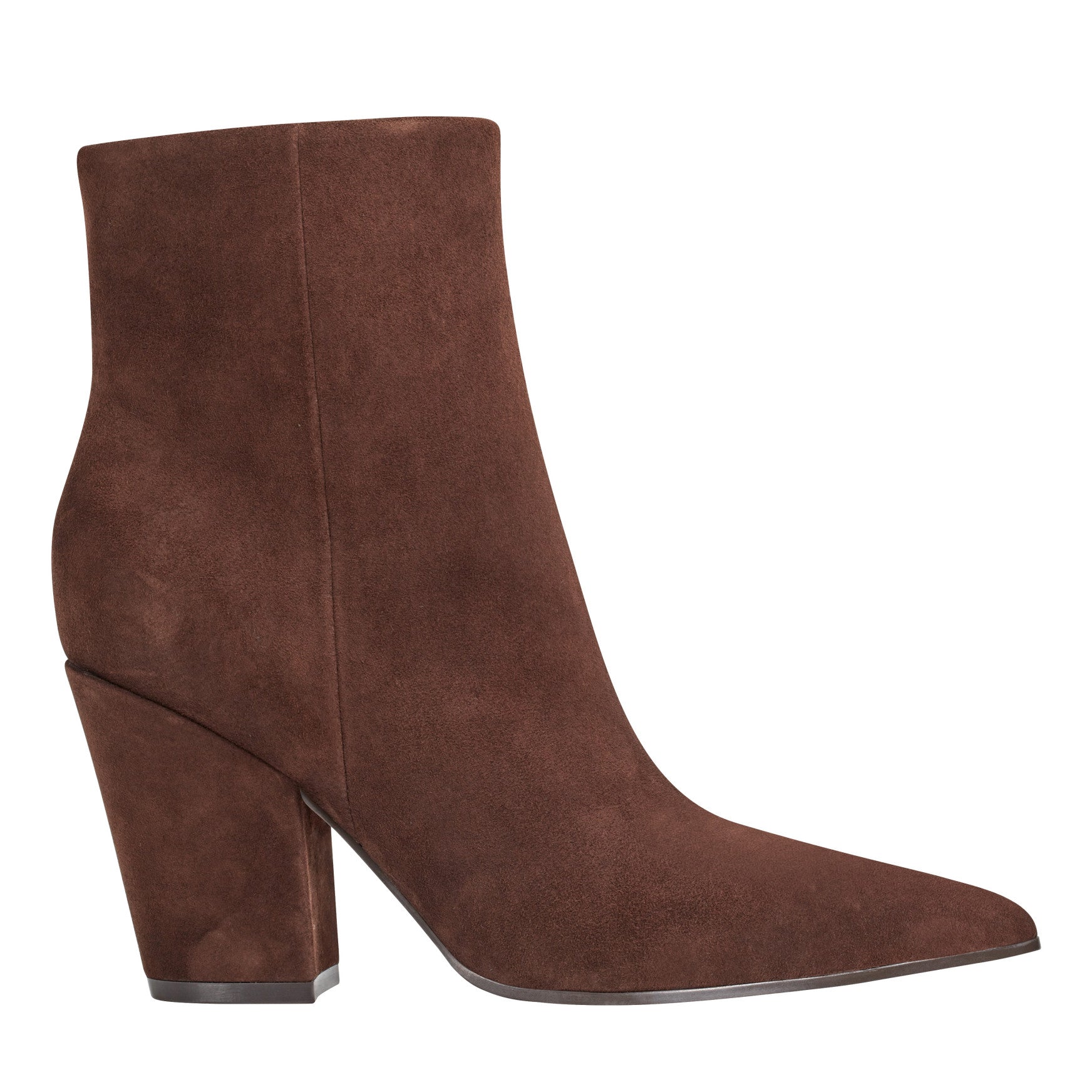 Elynna Block Heel Leather Bootie - Dark Brown Suede / Marc Fisher Discount