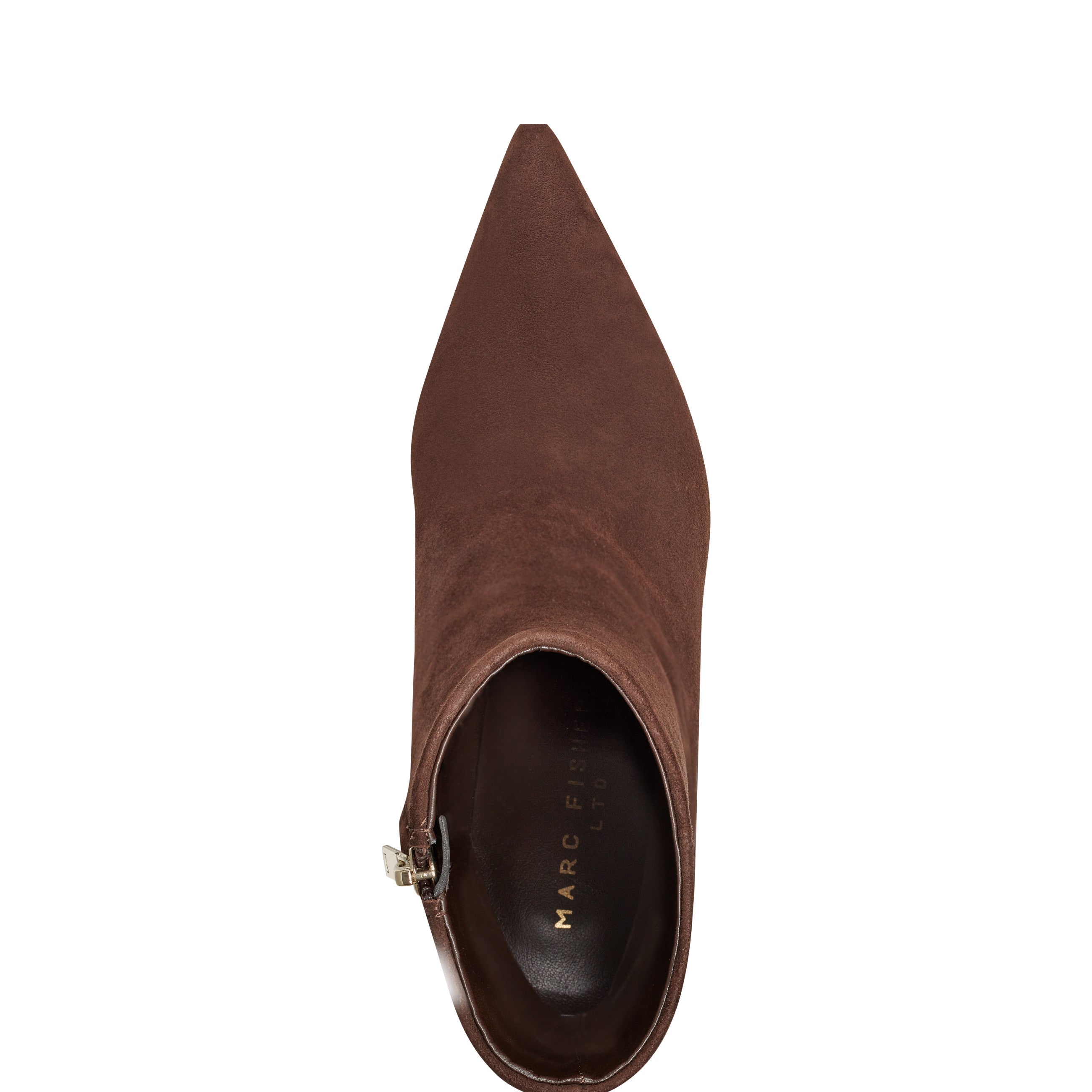 Elynna Block Heel Leather Bootie - Dark Brown Suede / Marc Fisher Discount