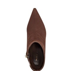 Elynna Block Heel Leather Bootie - Dark Brown Suede / Marc Fisher Discount