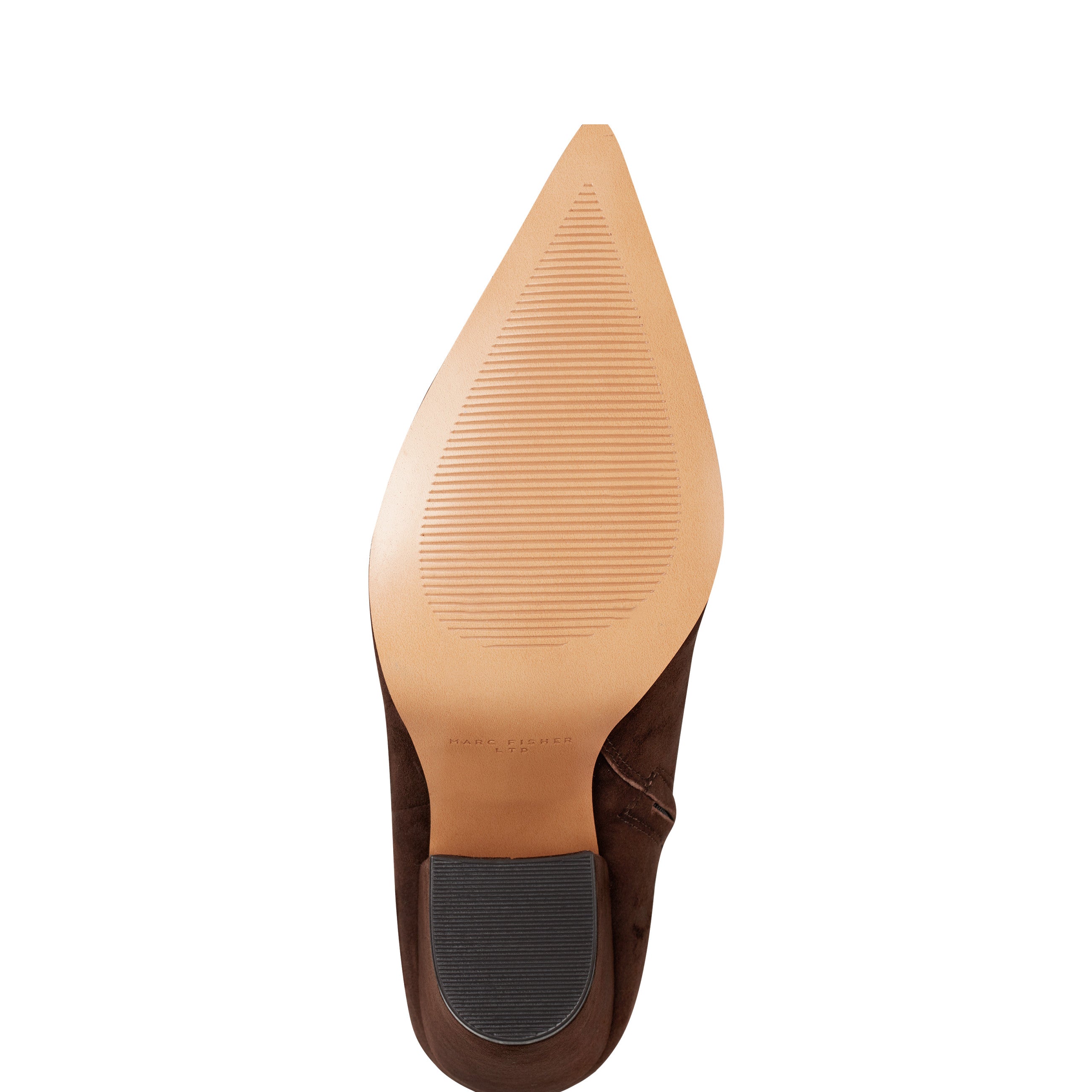 Elynna Block Heel Leather Bootie - Dark Brown Suede / Marc Fisher Discount