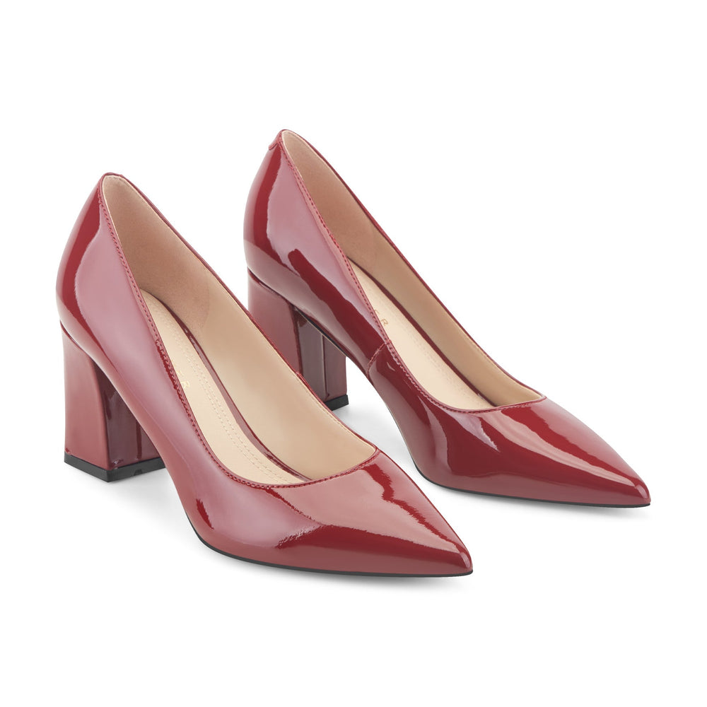 Zala Block Heel Pointy Toe Pump - Red Patent Leather / Marc Fisher For Sale