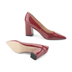 Zala Block Heel Pointy Toe Pump - Red Patent Leather / Marc Fisher For Sale