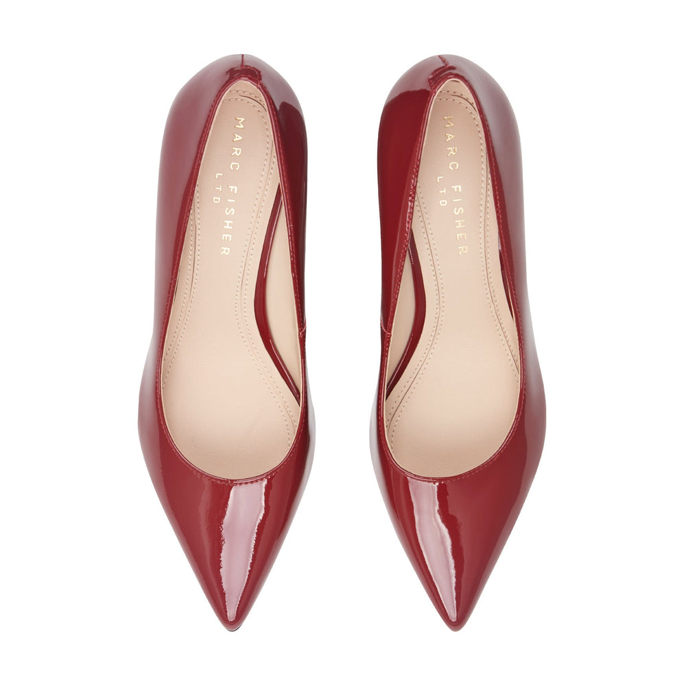 Zala Block Heel Pointy Toe Pump - Red Patent Leather / Marc Fisher For Sale