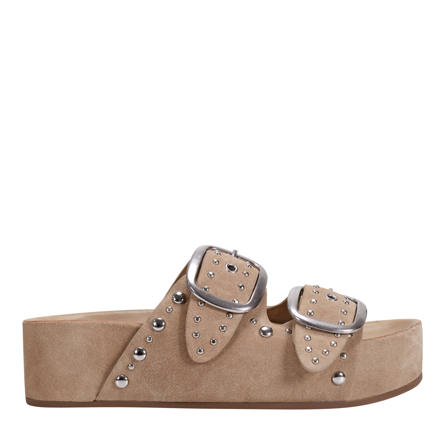 Sayge Studded Suede Footbed Sandal - Natural Suede / Marc Fisher Sale