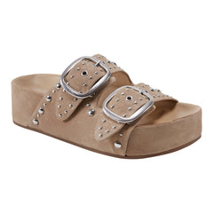Sayge Studded Suede Footbed Sandal - Natural Suede / Marc Fisher Sale