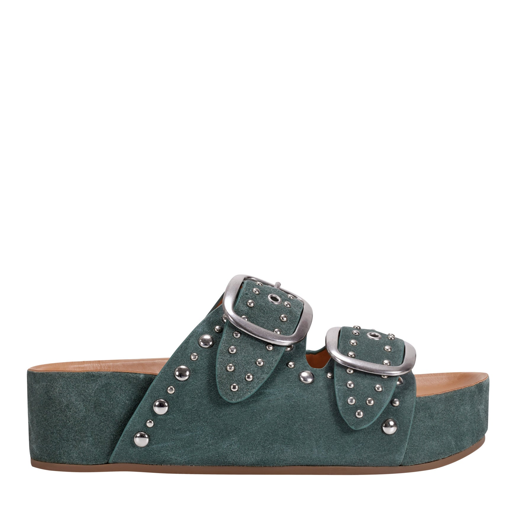 Sayge Studded Suede Footbed Sandal - Green Suede / Marc Fisher Outlet