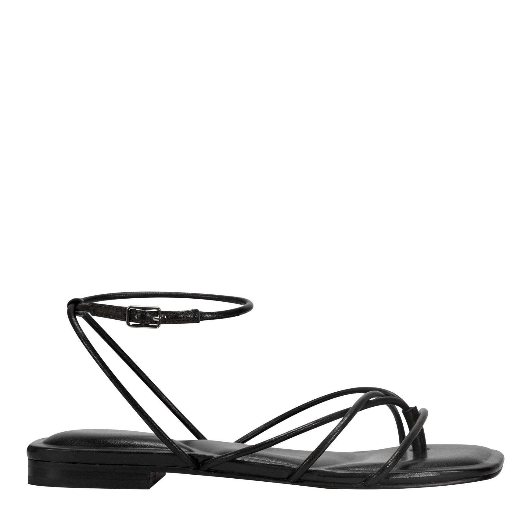 Mayte Strappy Leather Flat Sandal - Black Leather / Marc Fisher Online
