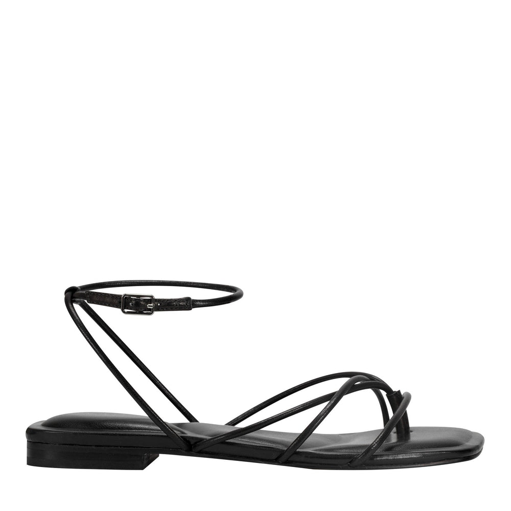 Mayte Strappy Leather Flat Sandal - Black Leather / Marc Fisher Online