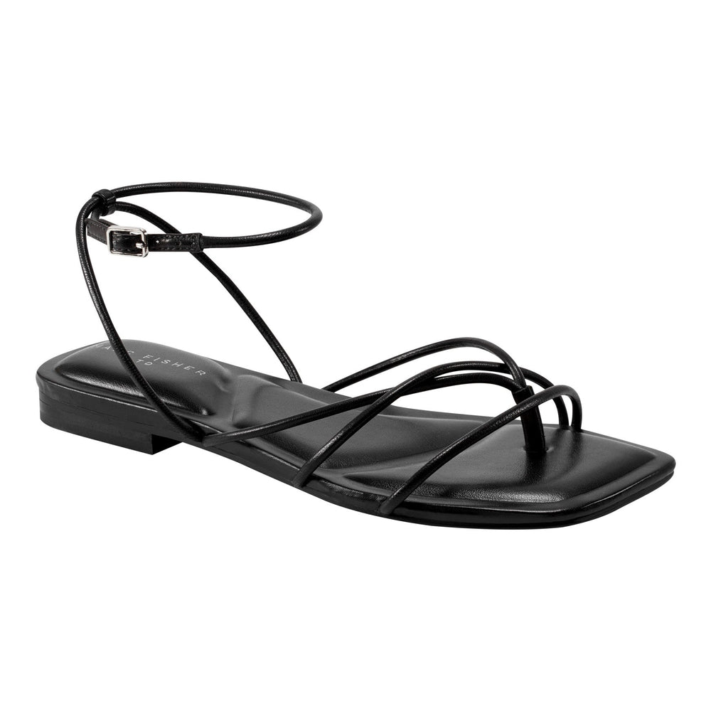 Mayte Strappy Leather Flat Sandal - Black Leather / Marc Fisher Online