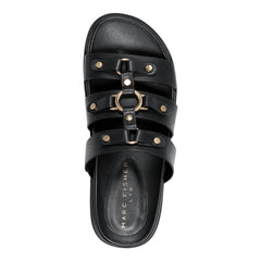 Verity Flat Leather Footbed Sandal - Black Leather / Marc Fisher Discount