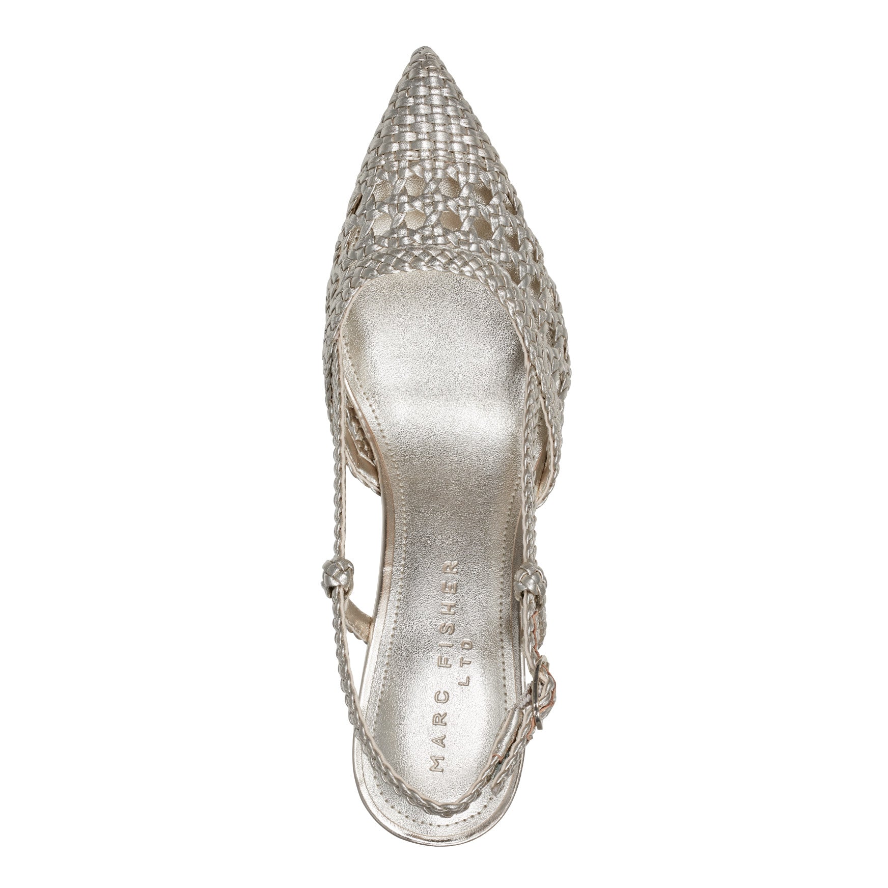 Zunnie Block Heel Woven Leather Slingback Pump - Platino Leather / Marc Fisher Outlet