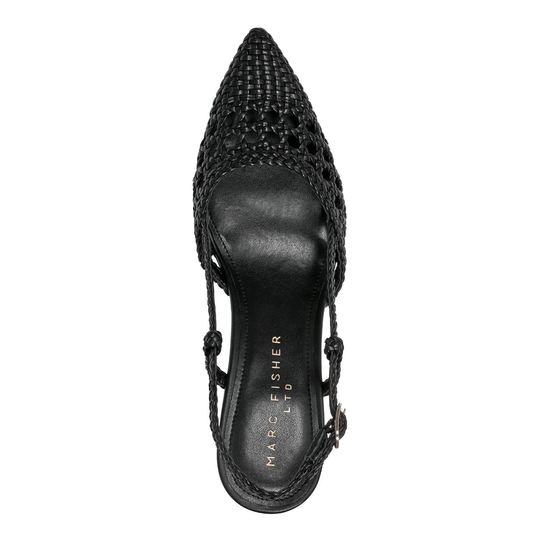 Zunnie Block Heel Woven Leather Slingback Pump - Black Leather / Marc Fisher US