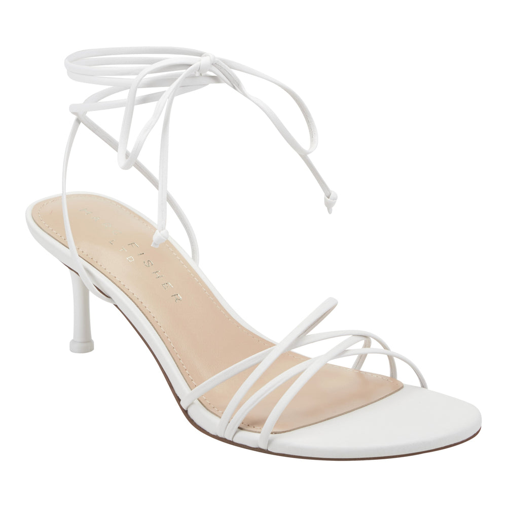Gineva Leather Ankle Wrap Sandal - White Leather / Marc Fisher Discount