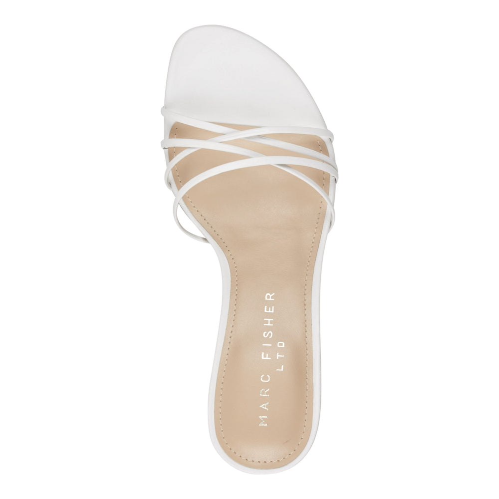 Gineva Leather Ankle Wrap Sandal - White Leather / Marc Fisher Discount