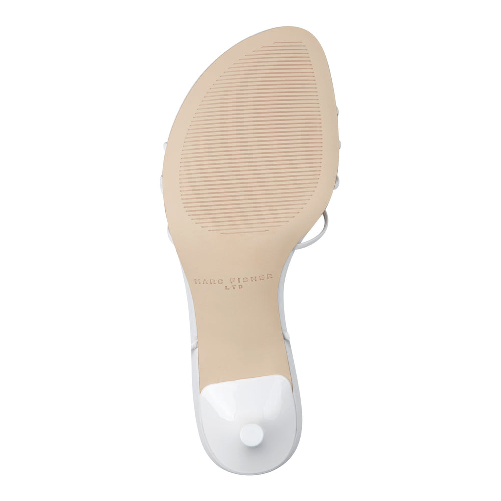 Gineva Leather Ankle Wrap Sandal - White Leather / Marc Fisher Discount