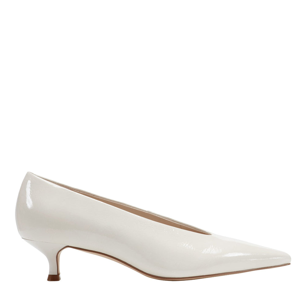 Cecile Leather Kitten Heel Pump - White Patent Leather / Marc Fisher For Sale