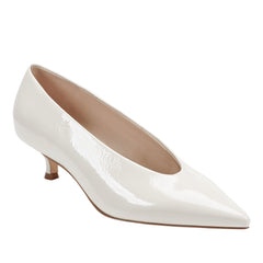 Cecile Leather Kitten Heel Pump - White Patent Leather / Marc Fisher For Sale