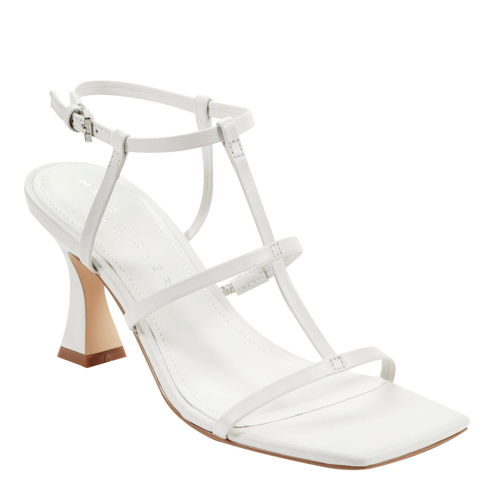 Dennie Strappy Leather Dress Sandal - White Leather / Marc Fisher Sale