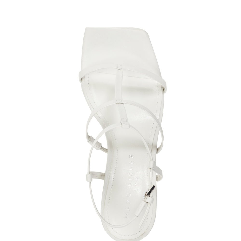 Dennie Strappy Leather Dress Sandal - White Leather / Marc Fisher Sale