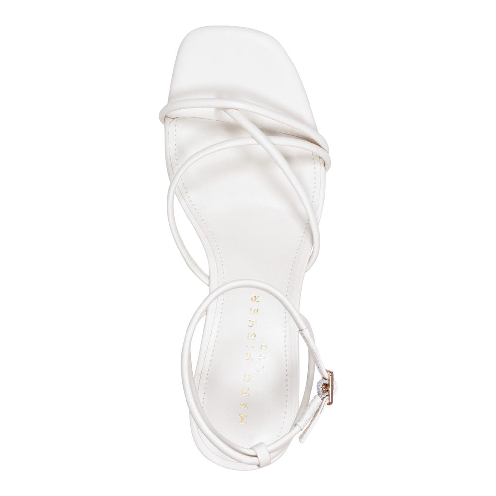 Ballen Leather Ankle Strap Sandal - White Leather / Marc Fisher On Sale