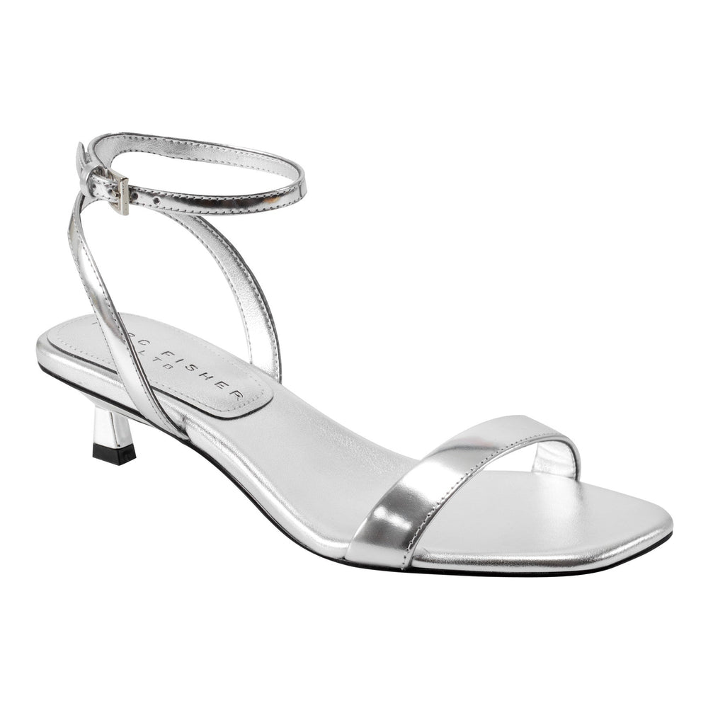 Alona Ankle Strap Sandal - Silver Leather / Marc Fisher Sale
