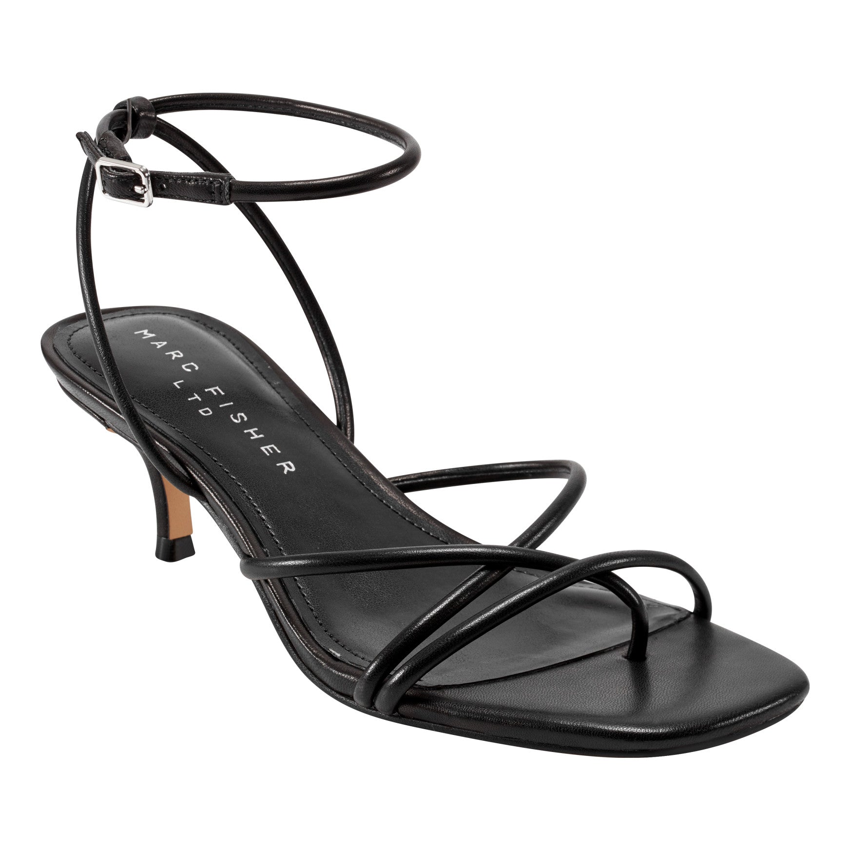 Ballen Leather Ankle Strap Sandal - Black Leather / Marc Fisher Outlet