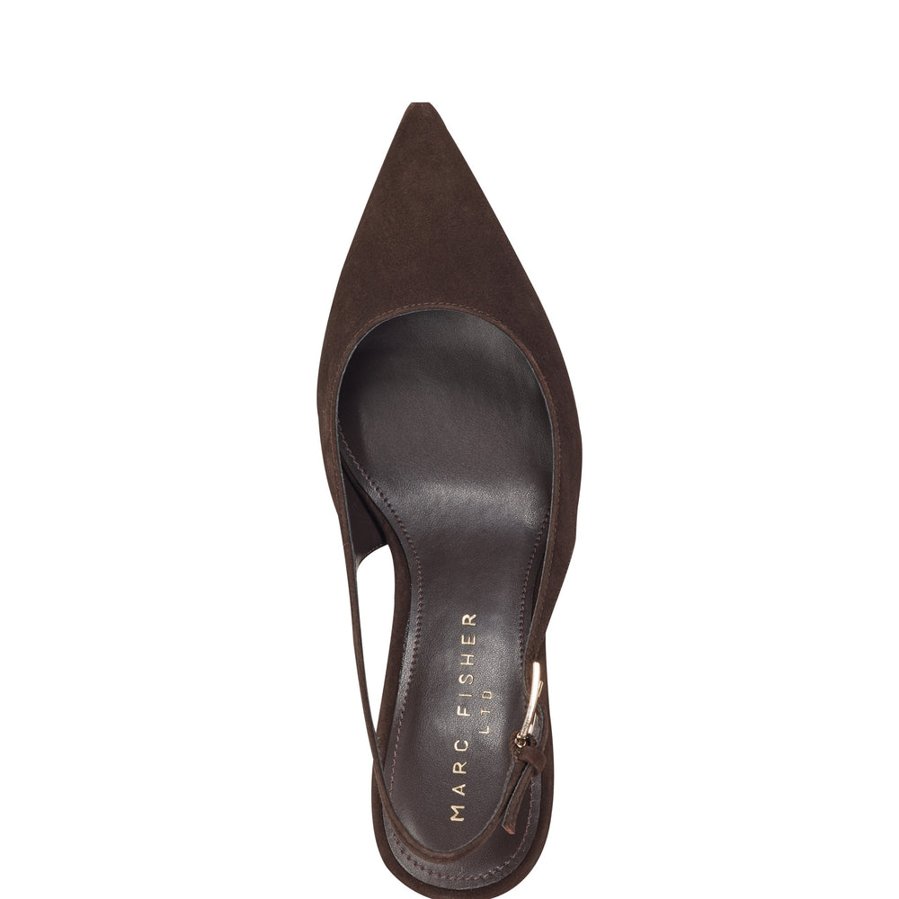 Dorie Leather Slingback Pump - Dark Brown Leather / Marc Fisher Outlet