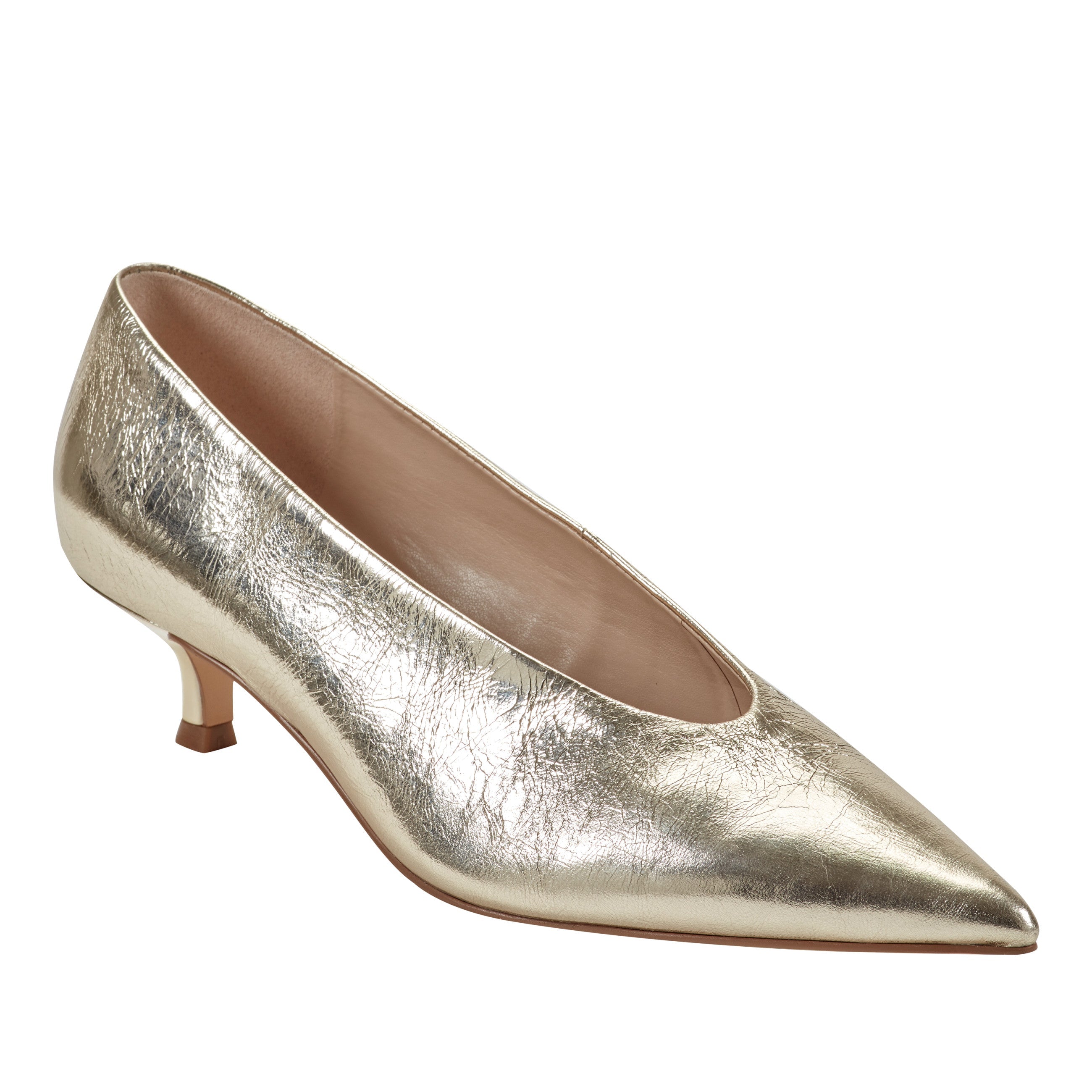 Cecile Leather Kitten Heel Pump - Gold Leather / Marc Fisher Online
