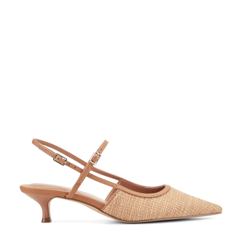 Ceddy Kitten Heel Slingback Pump - Natural Raffia / Marc Fisher Sale