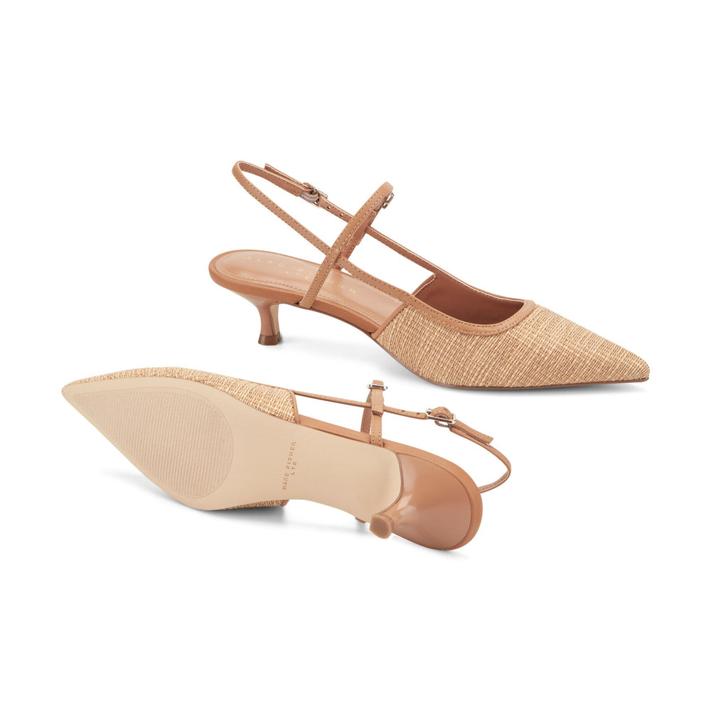 Ceddy Kitten Heel Slingback Pump - Natural Raffia / Marc Fisher Sale