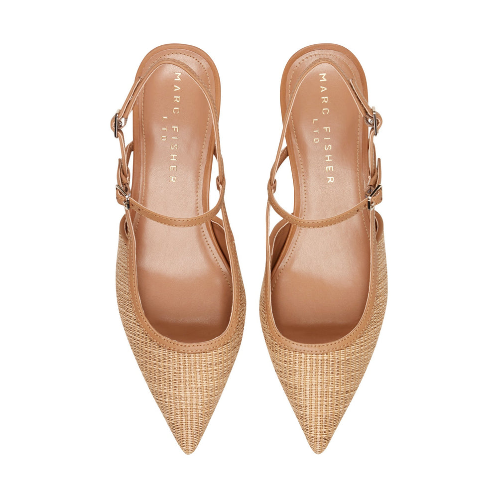 Ceddy Kitten Heel Slingback Pump - Natural Raffia / Marc Fisher Sale