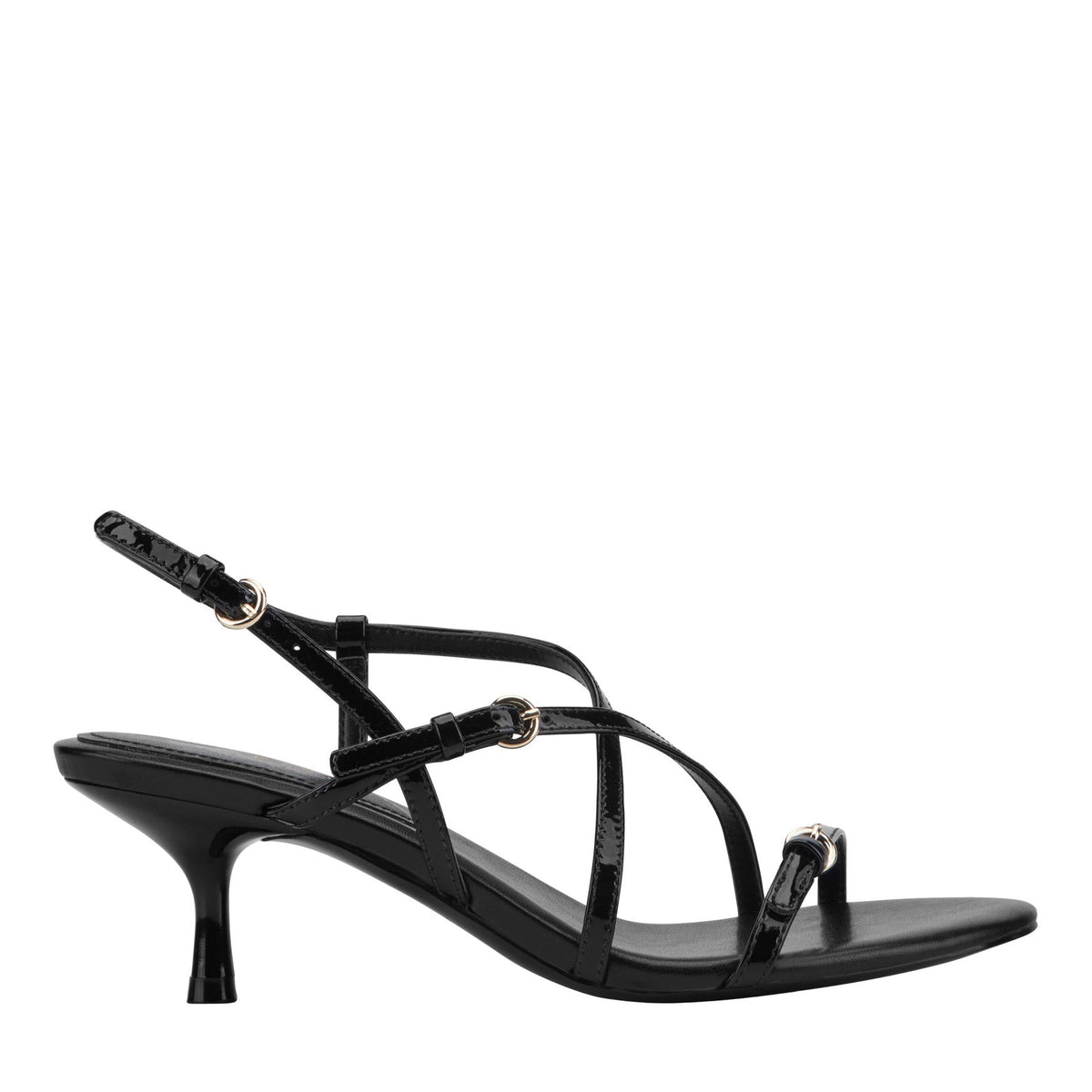 Nylah Leather Strappy Sandal - Black Patent Leather / Marc Fisher Outlet