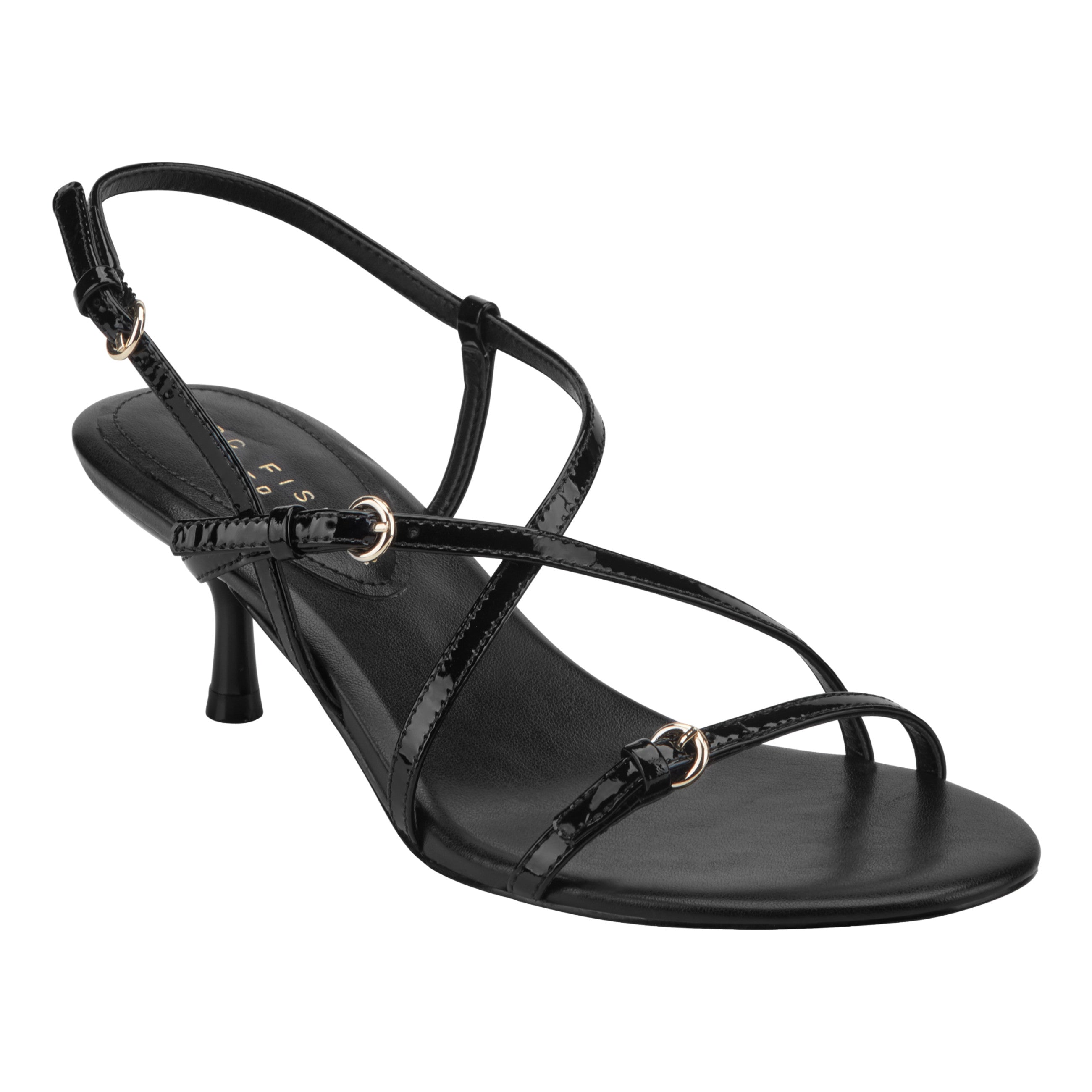 Nylah Leather Strappy Sandal - Black Patent Leather / Marc Fisher Outlet