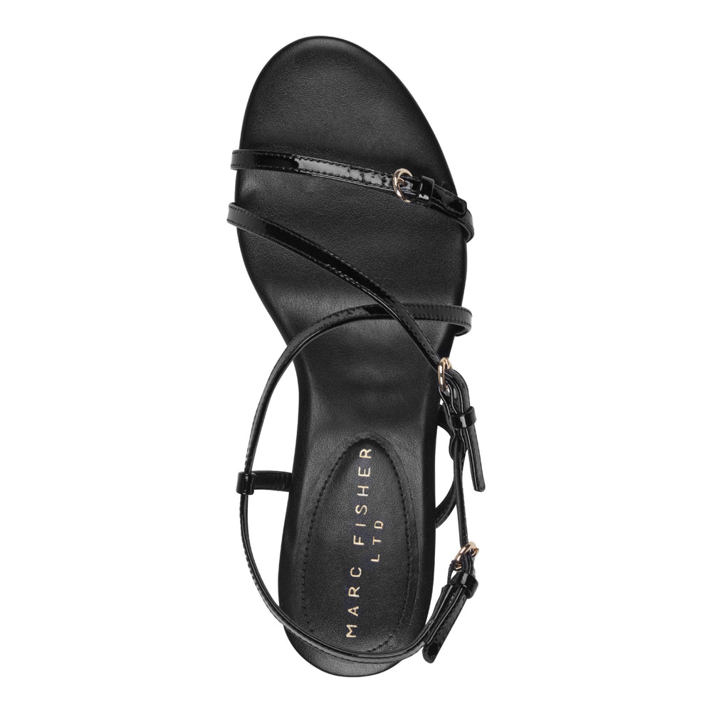 Nylah Leather Strappy Sandal - Black Patent Leather / Marc Fisher Outlet