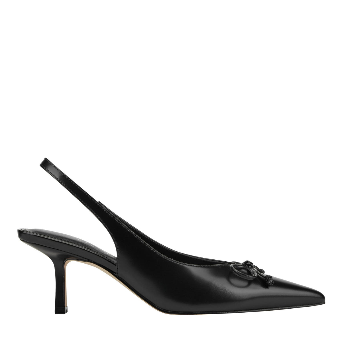 Gretel Leather Bow Slingback Pump - Black Leather / Marc Fisher On Sale