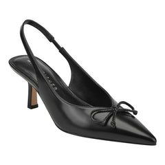 Gretel Leather Bow Slingback Pump - Black Leather / Marc Fisher On Sale