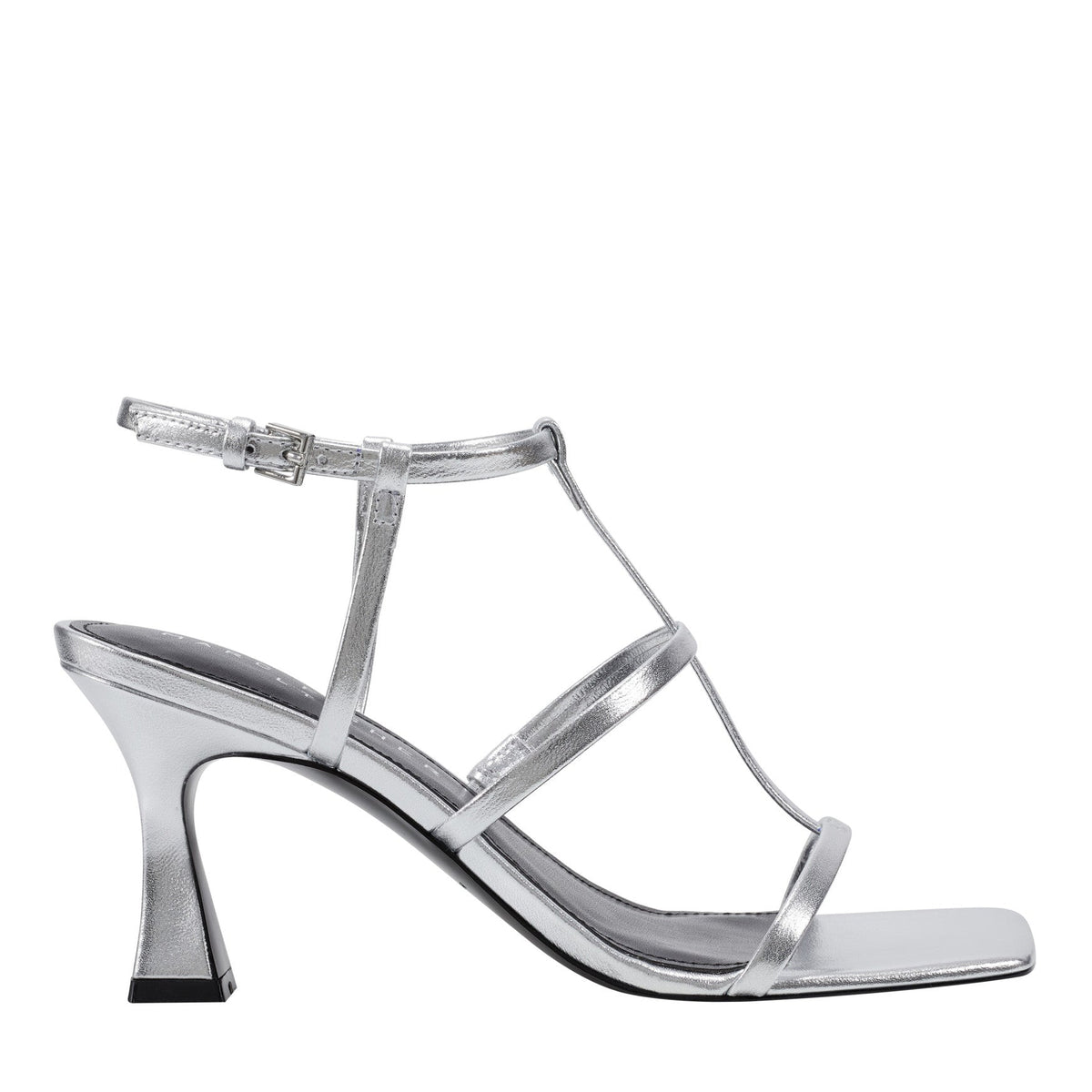 Dennie Strappy Leather Dress Sandal - Silver Leather / Marc Fisher US