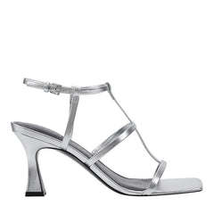 Dennie Strappy Leather Dress Sandal - Silver Leather / Marc Fisher US