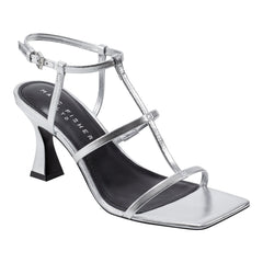 Dennie Strappy Leather Dress Sandal - Silver Leather / Marc Fisher US
