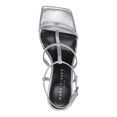 Dennie Strappy Leather Dress Sandal - Silver Leather / Marc Fisher US