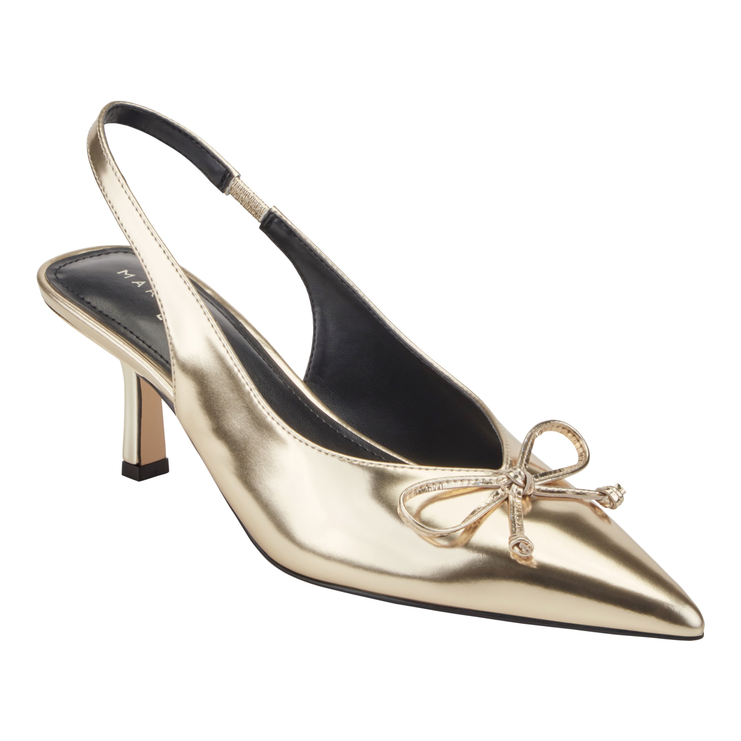 Gretel Leather Bow Slingback Pump - Gold Leather / Marc Fisher On Sale