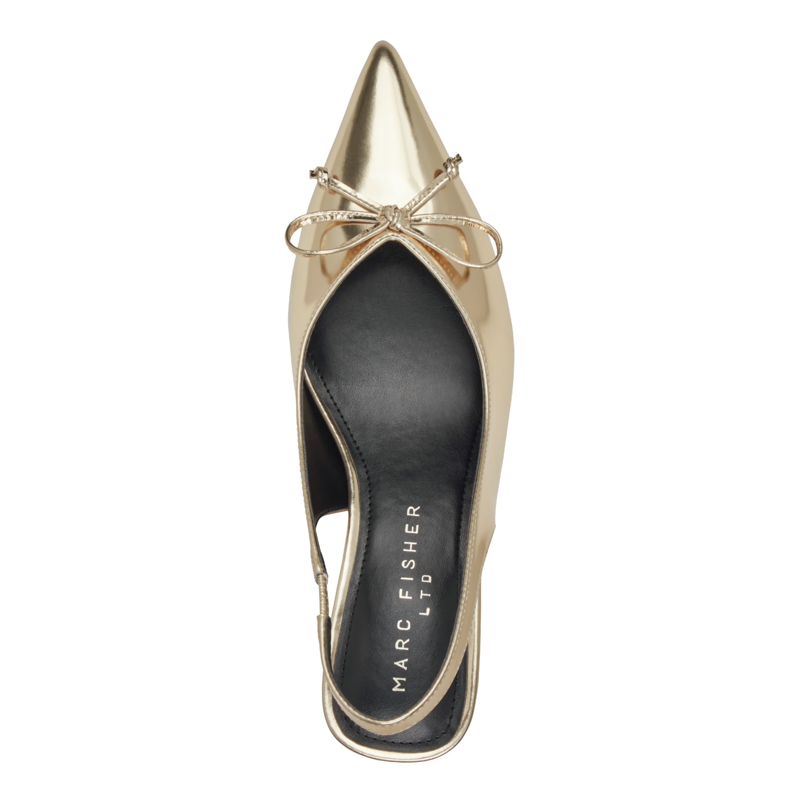 Gretel Leather Bow Slingback Pump - Gold Leather / Marc Fisher On Sale