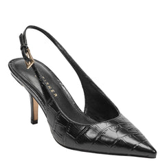Dorie Leather Slingback Pump - Embossed Black Croco Leather / Marc Fisher For Sale